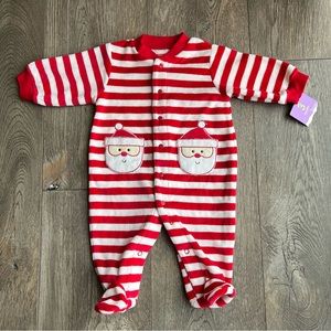 CARTER’S NWT Santa Claus Striped Fleece Footed Sleeper Infant 3 Months